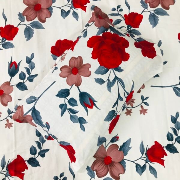 Rosa Red - 100% Pure Luxury Twill Cotton Bedsheet - Image 2