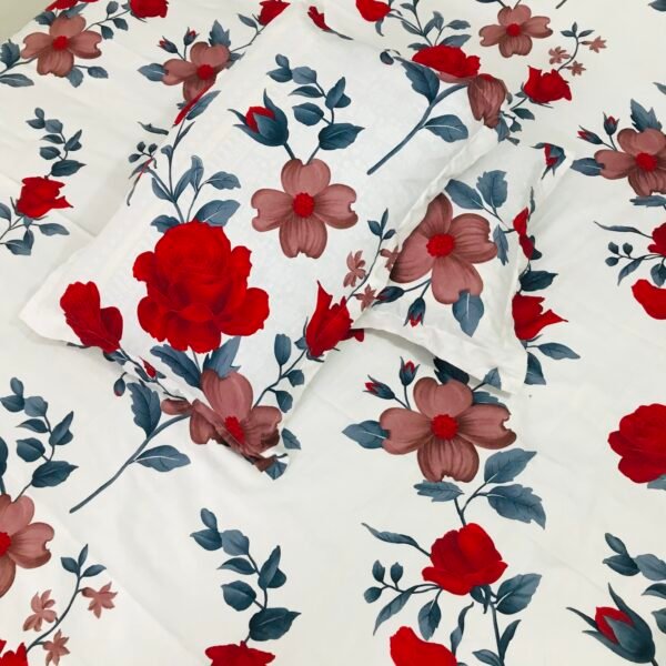 Rosa Red - 100% Pure Luxury Twill Cotton Bedsheet - Image 4