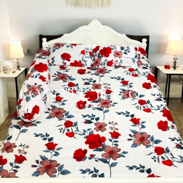Rosa Red - 100% Pure Luxury Twill Cotton Bedsheet - Image 3