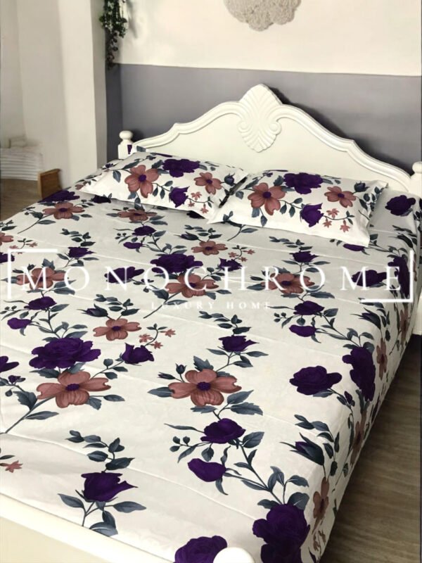 Rosa Purple - 100% Pure Luxury Twill Cotton Bedsheet - Image 2